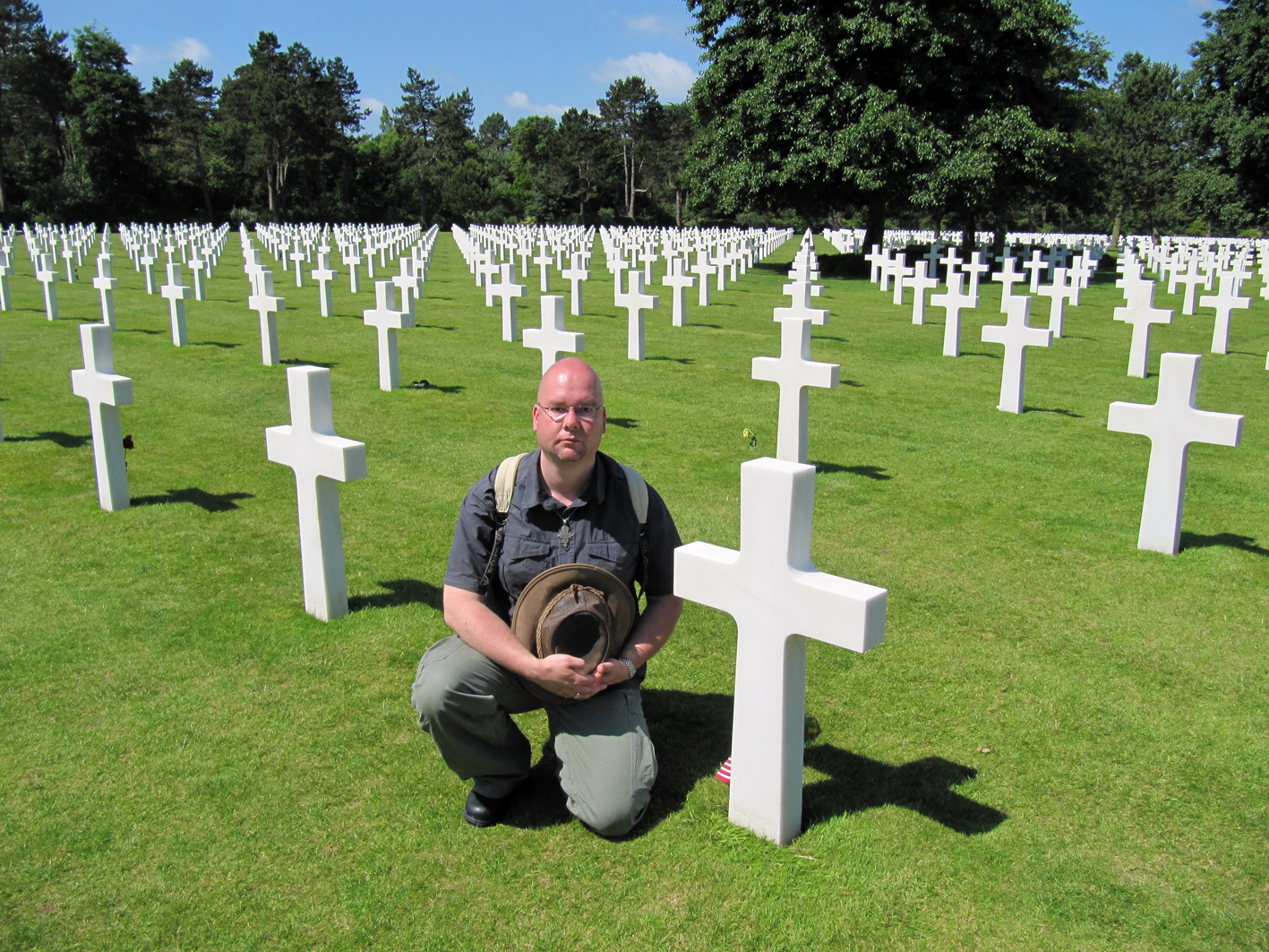 Me paying respect to the fallen at the Normandy American Cemetery and Memorial